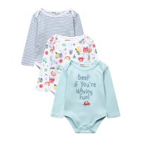 Stop 2B: 3 Pack Long Sleeve Bodysuits (0-12 Months)